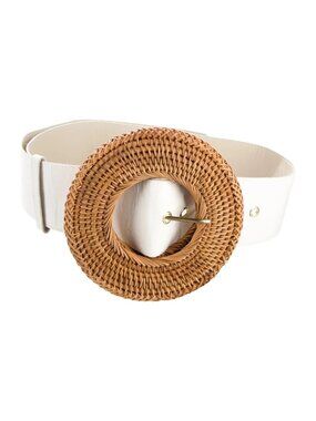 Cult Gaia Gemma Canvas & Rattan Belt